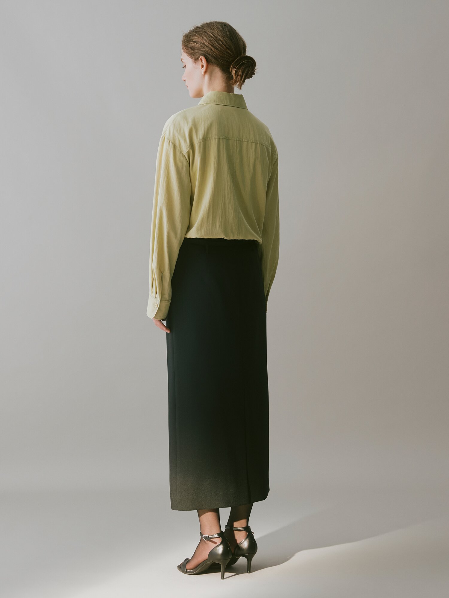 모던 슬림 롱 벨트 스커트  (BLACK)