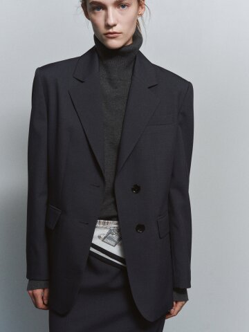 테일러드 싱글 투버튼 재킷 (DARK GREY)