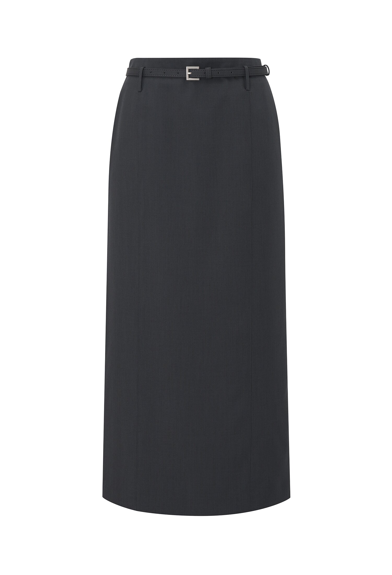 모던 슬림 롱 벨트 스커트 (DARK GREY)