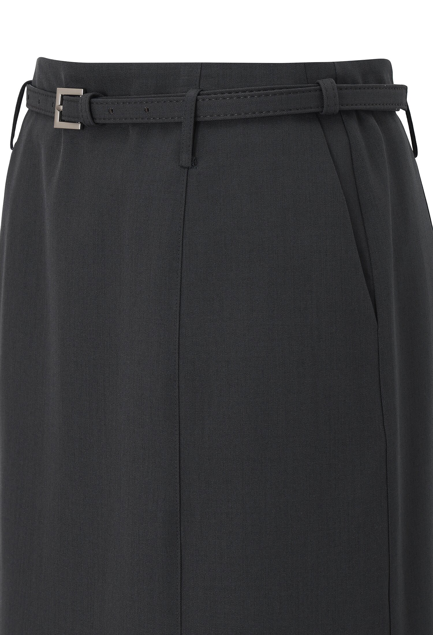 모던 슬림 롱 벨트 스커트 (DARK GREY)