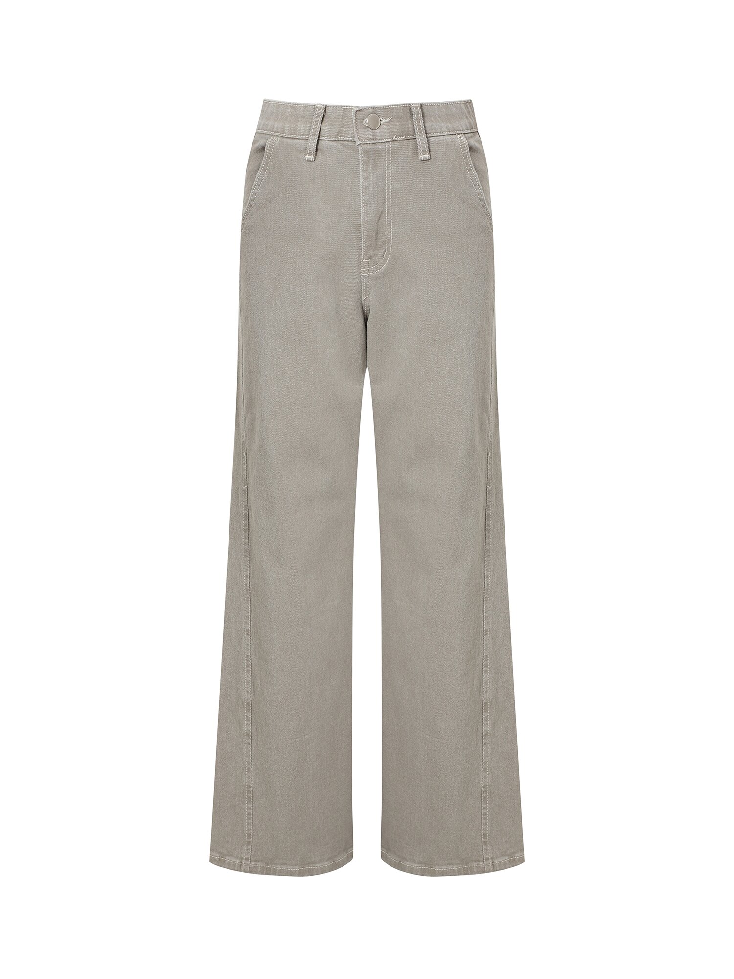 워싱 히든 밴딩 세미 와이드 데님 팬츠 (TAUPE GREY)