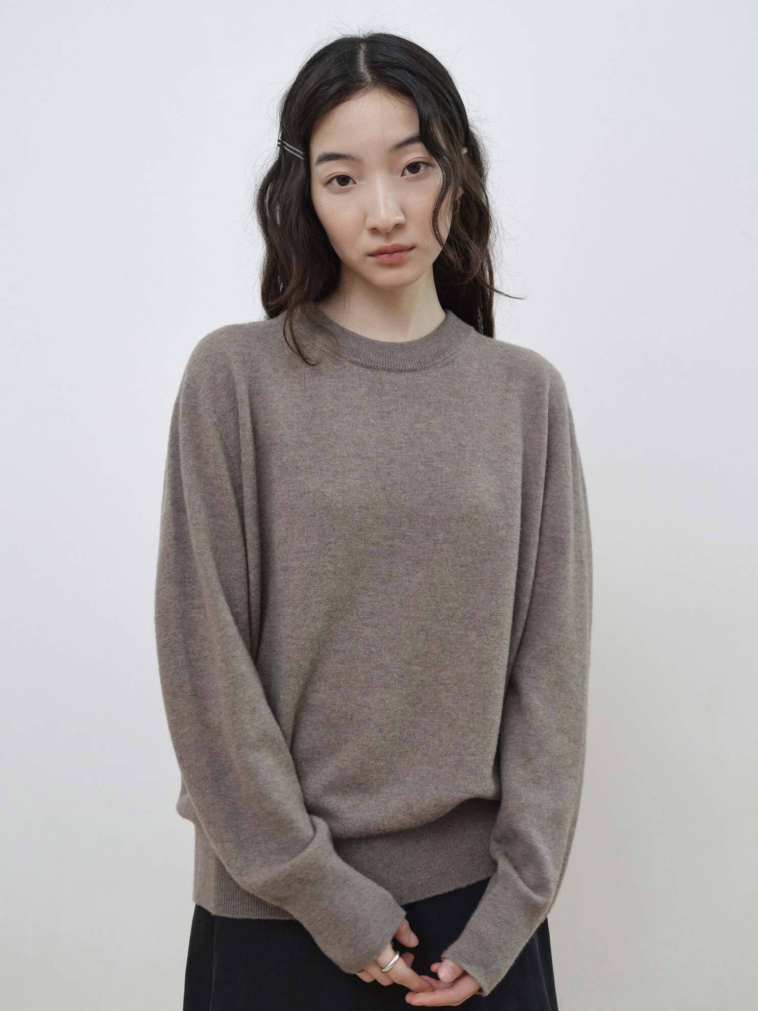 Superfine Merino Wholegarment Crewneck Knit_MOCHA MOUSSE