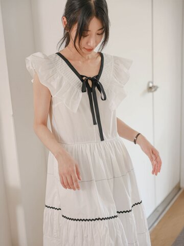 LS_Ruffle ribbon tiered dress