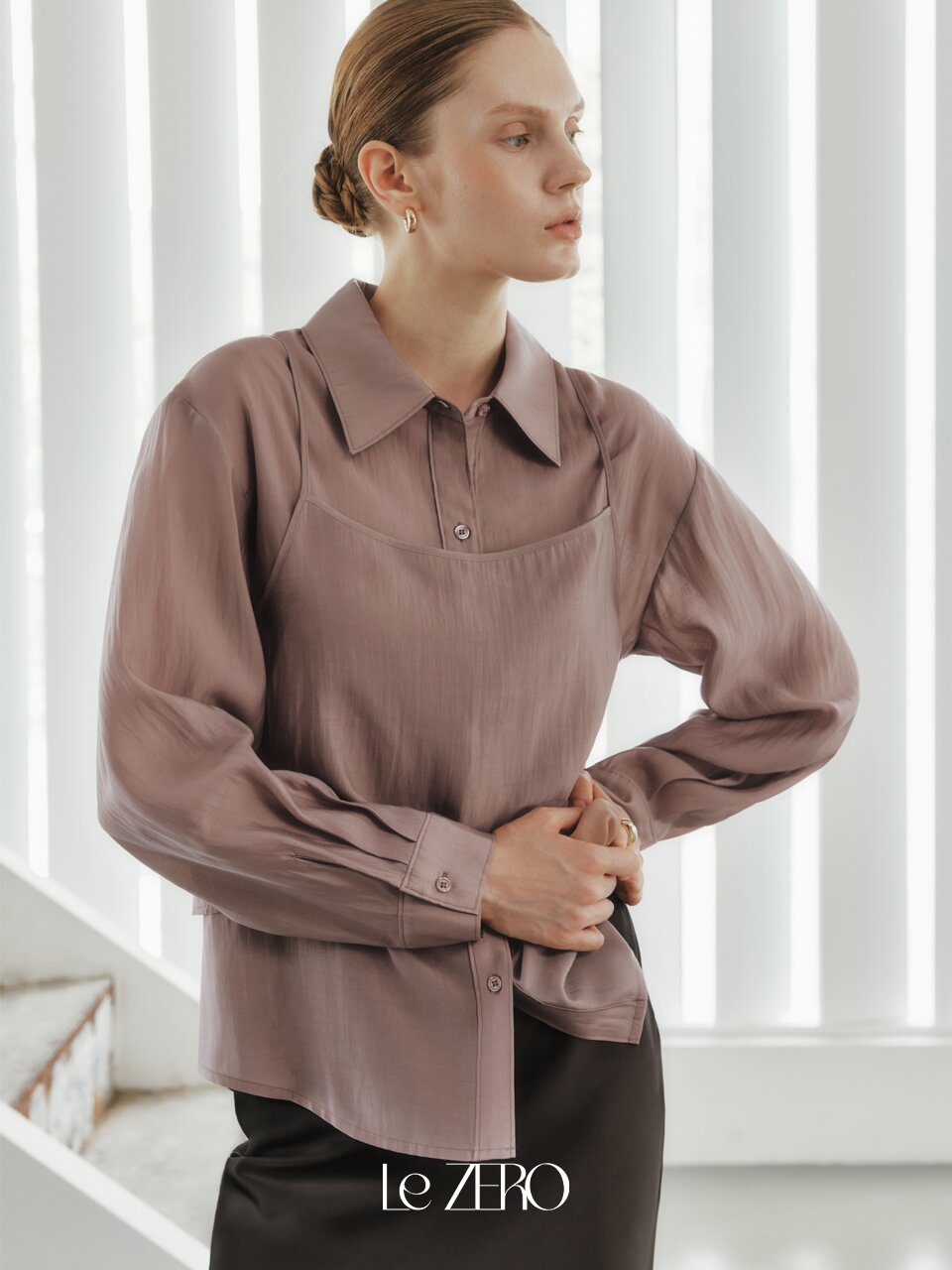 [2컬러] 르제로 뷔스티에 레이어드 셔츠