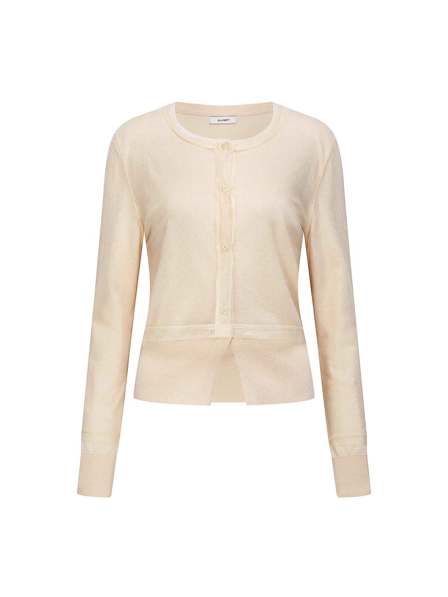 메시 레이어 라운드넥 가디건 (BEIGE)