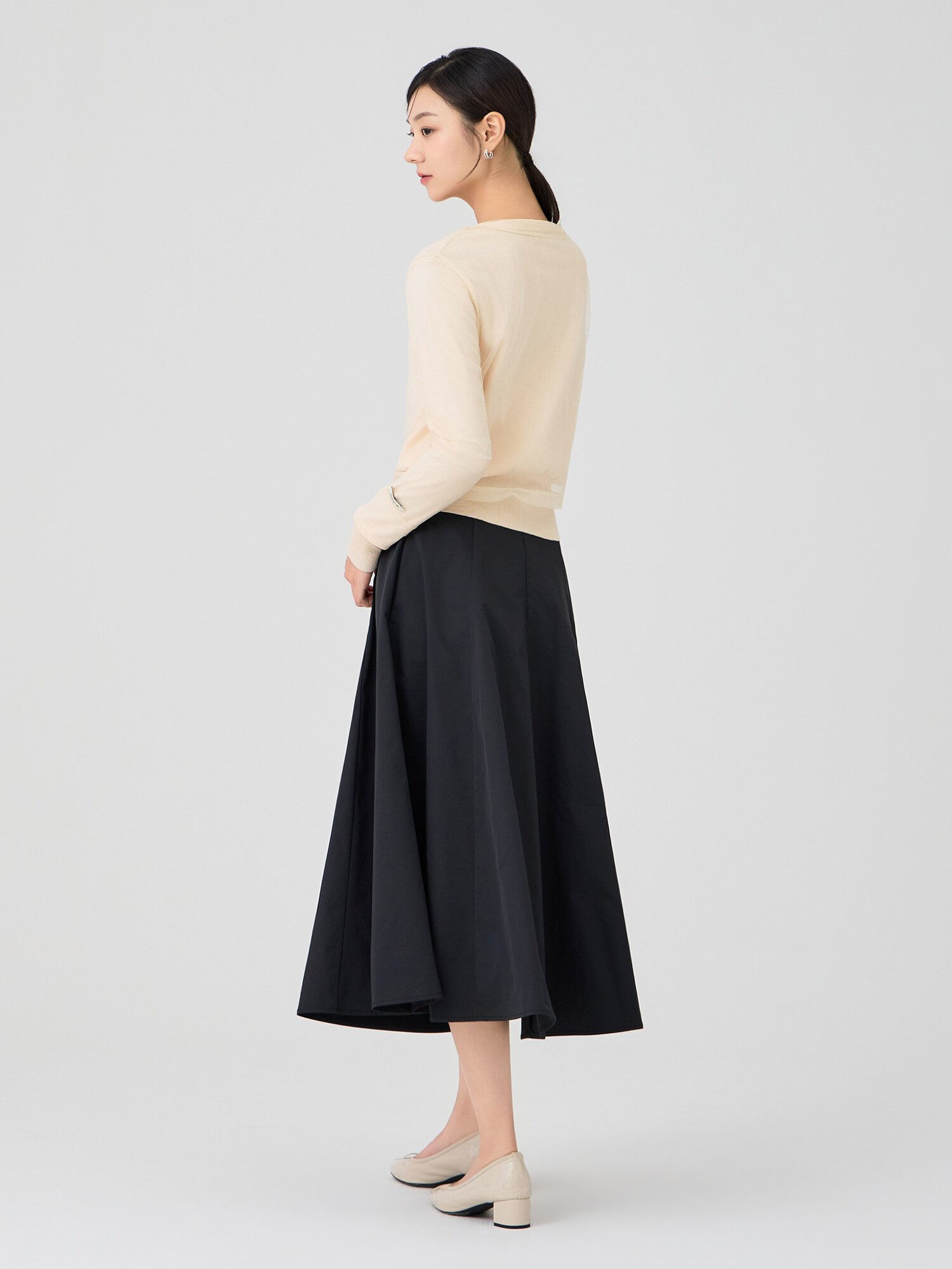 메시 레이어 라운드넥 가디건 (BEIGE)
