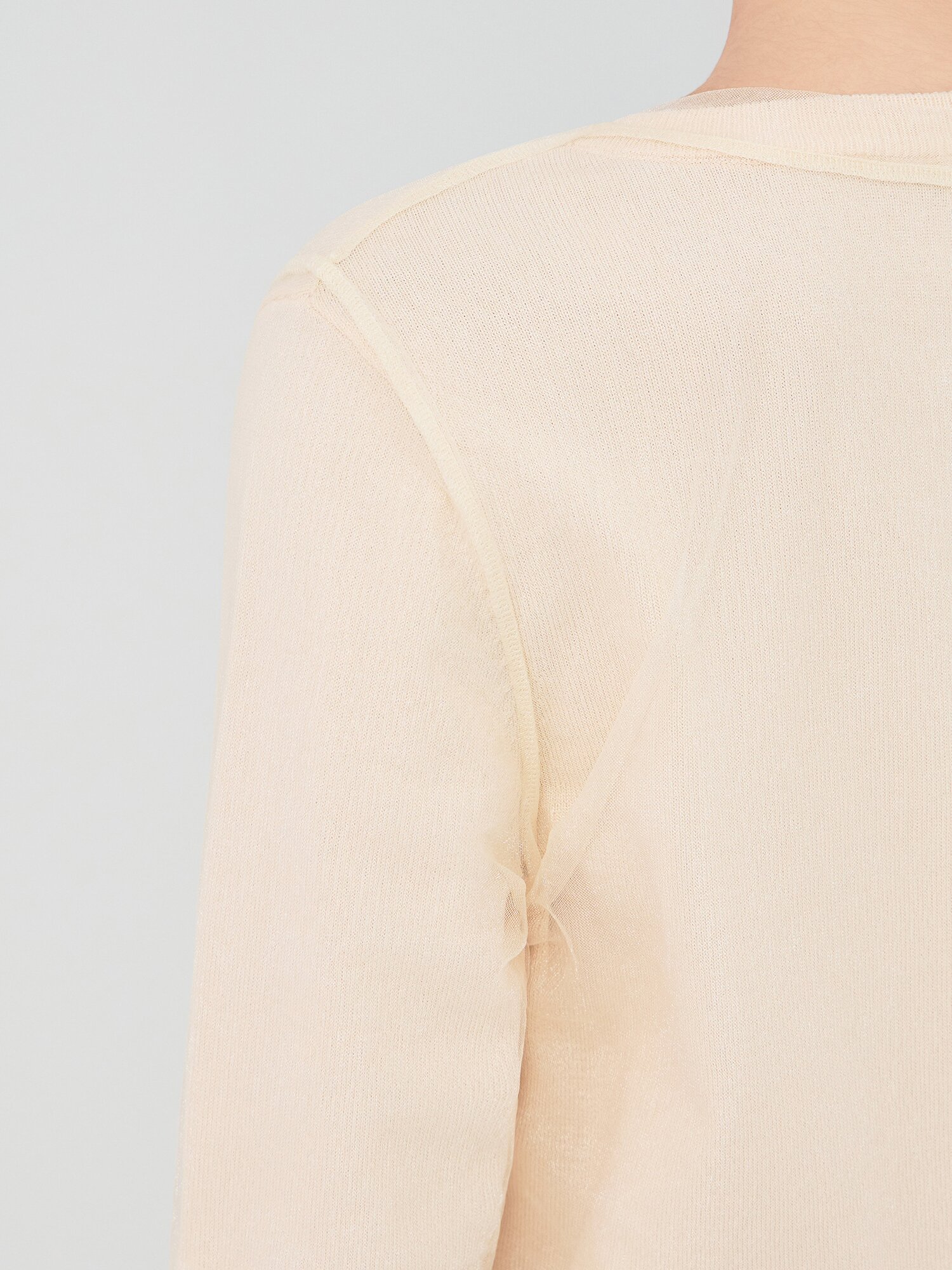메시 레이어 라운드넥 가디건 (BEIGE)