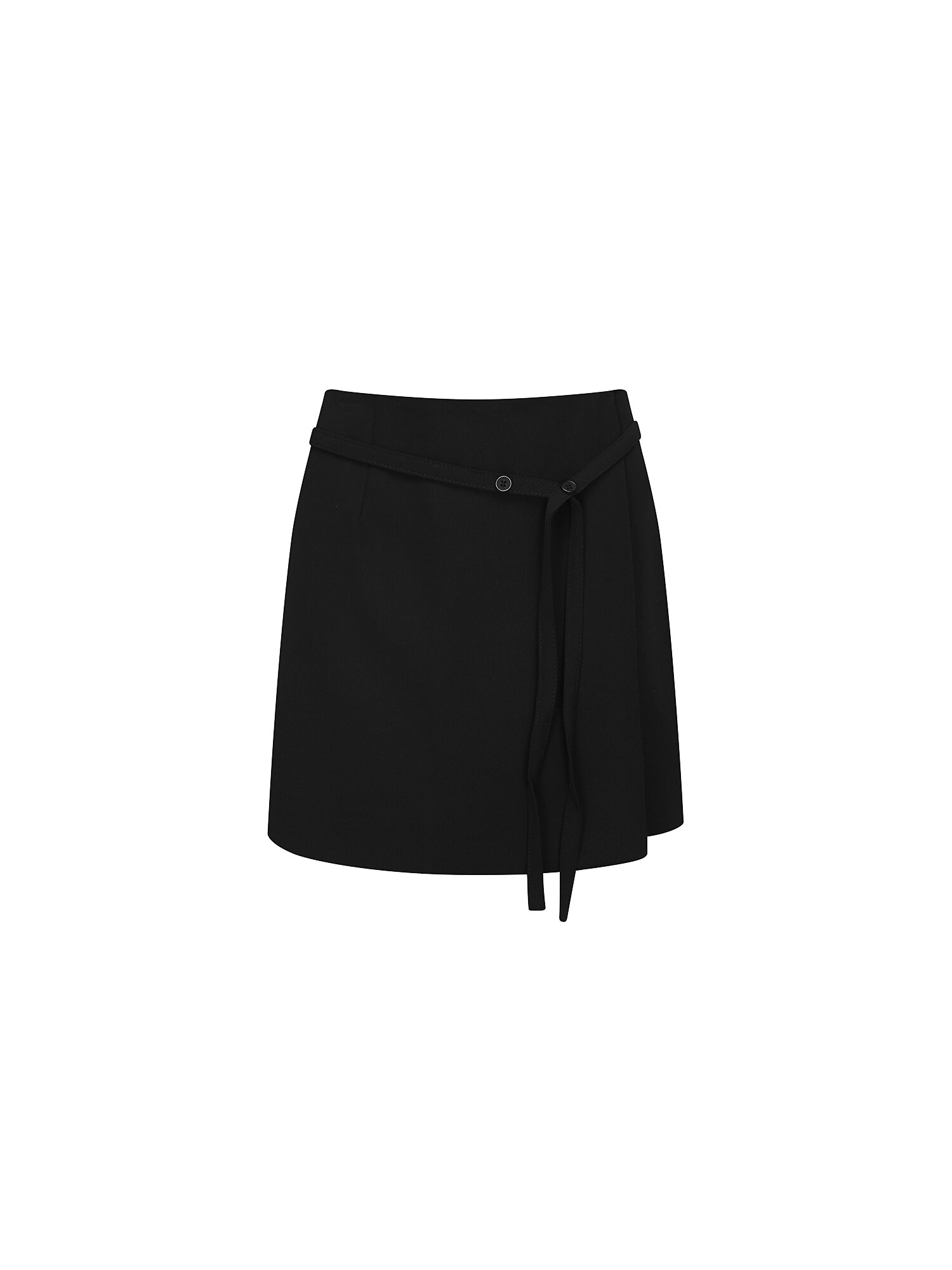 벨트 장식 랩 미니 스커트 (BLACK)