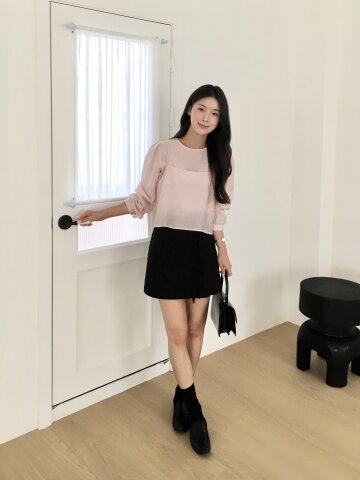 벨트 장식 랩 미니 스커트 (BLACK)