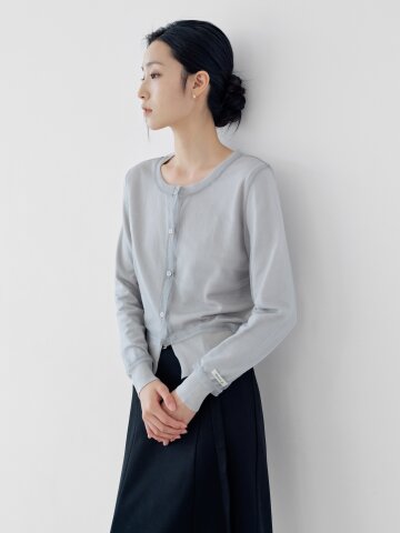 메시 레이어 라운드넥 가디건 