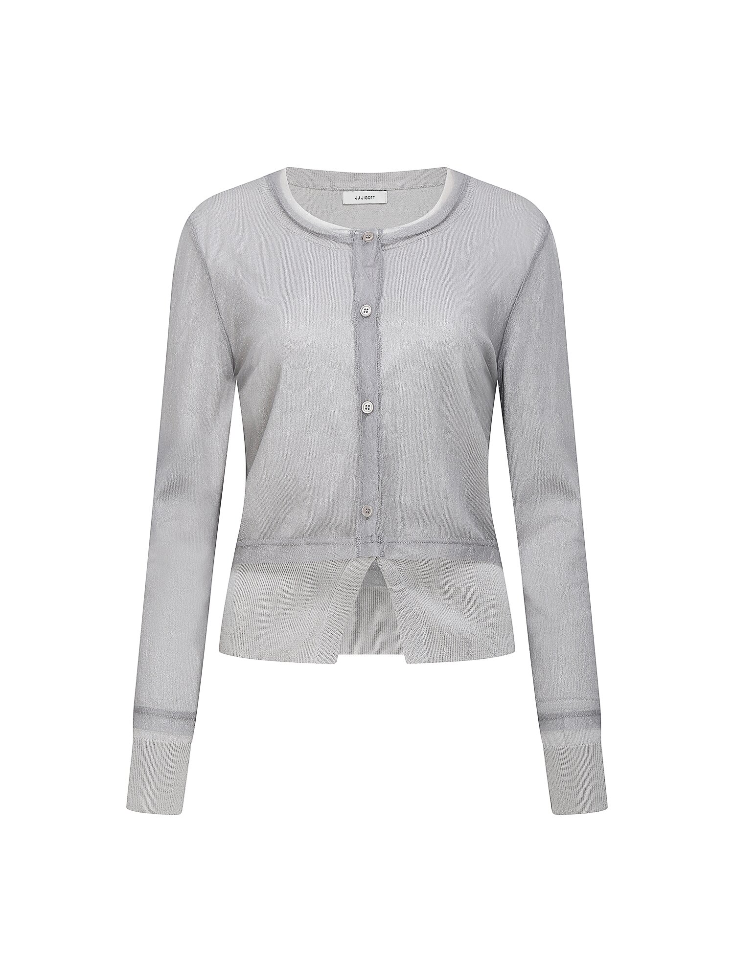 메시 레이어 라운드넥 가디건 (GREY)