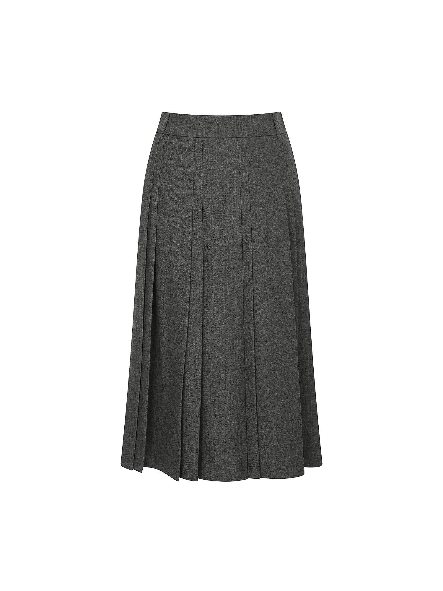 포멀 플리츠 미디 스커트 (DARK GREY)