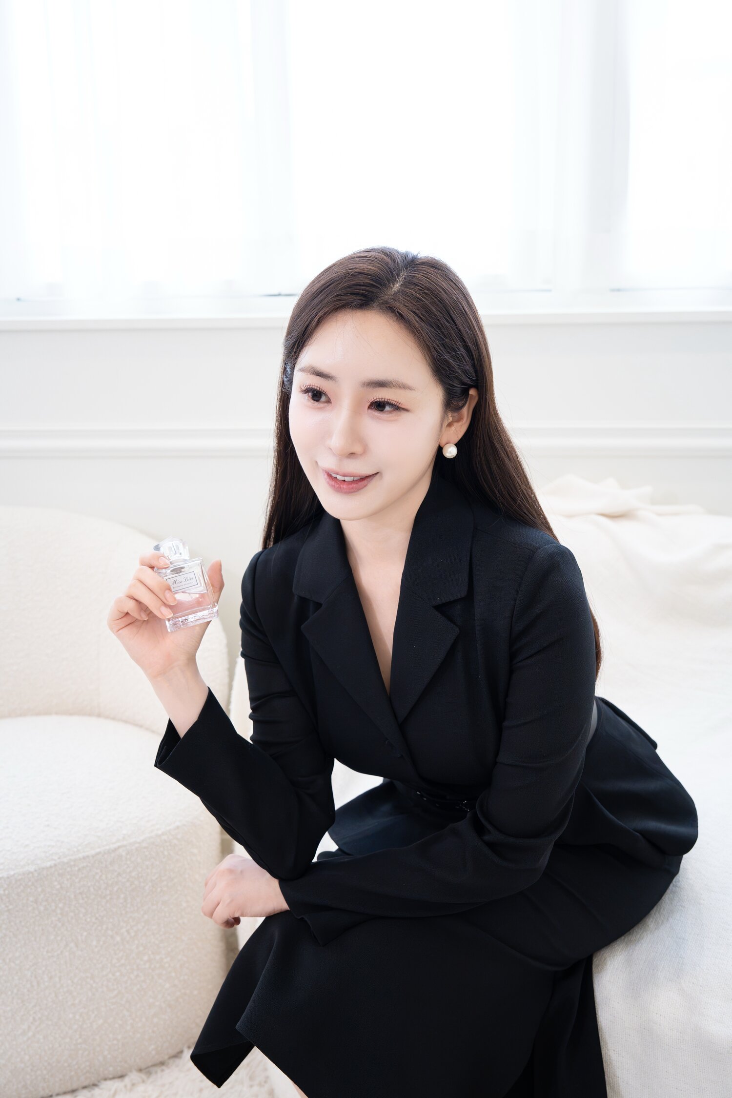 오픈 칼라 재킷 머메이드 원피스 (BLACK)