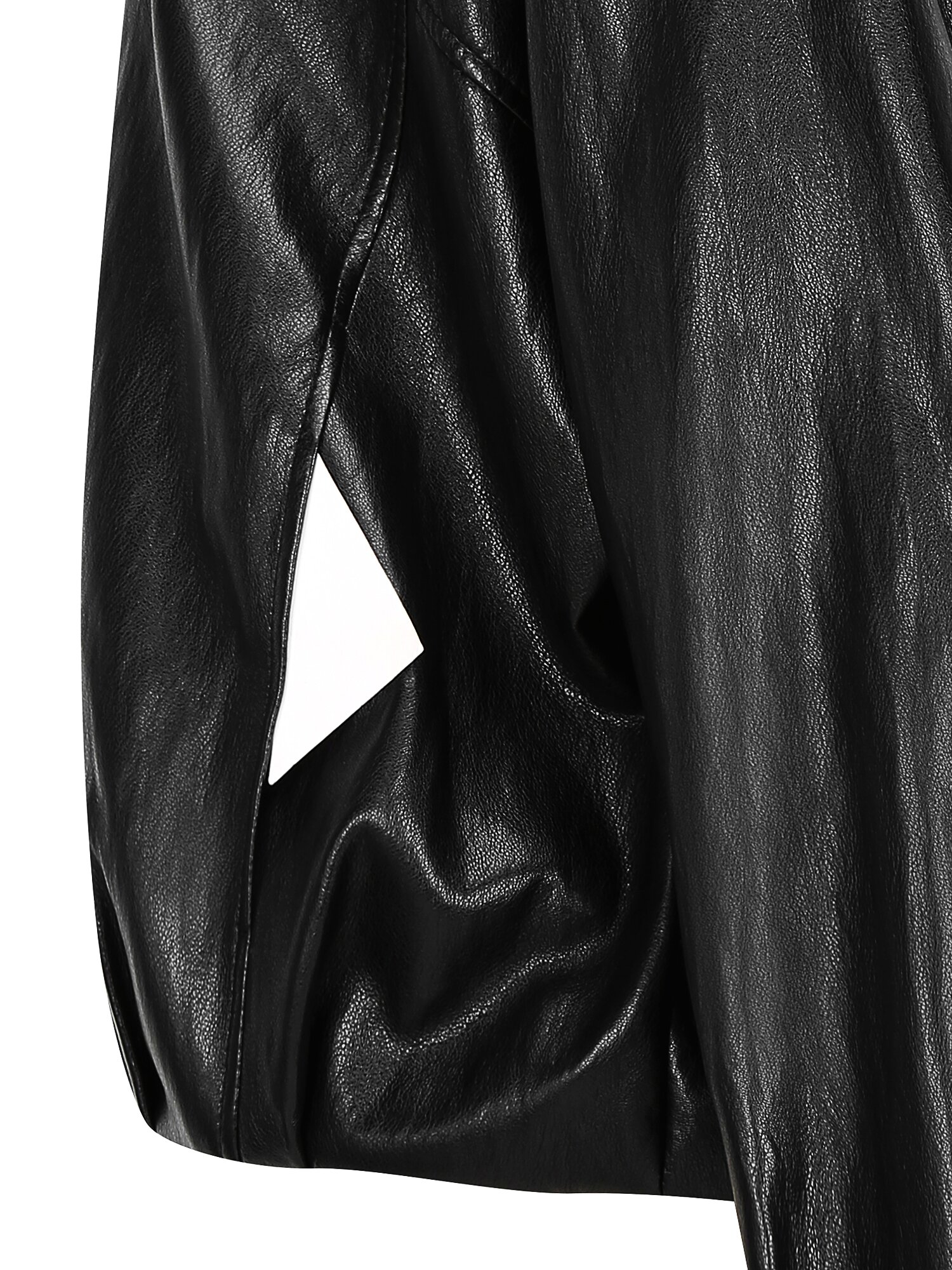 페이크 레더 후드 집업 점퍼 (BLACK)