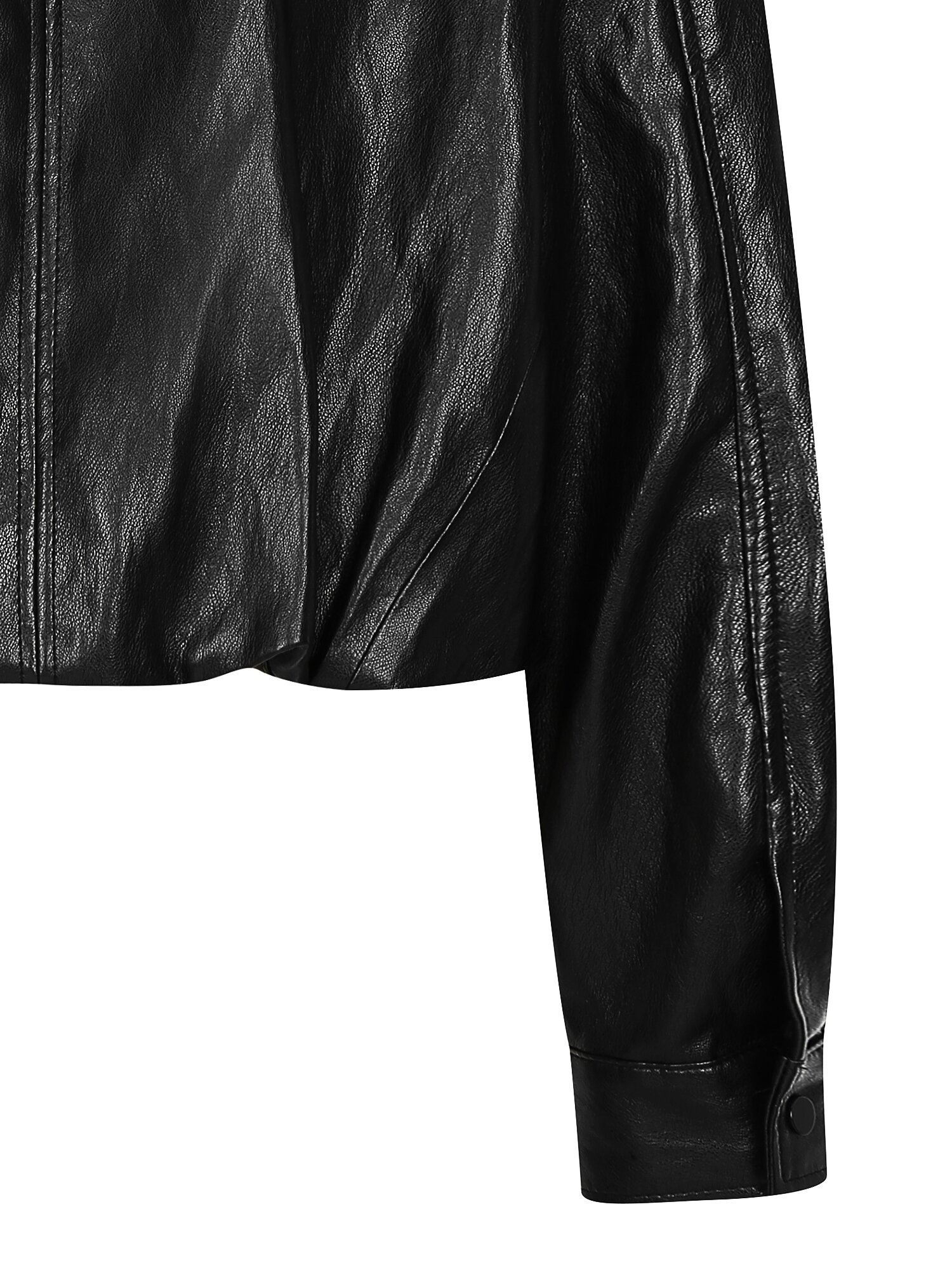 페이크 레더 후드 집업 점퍼 (BLACK)
