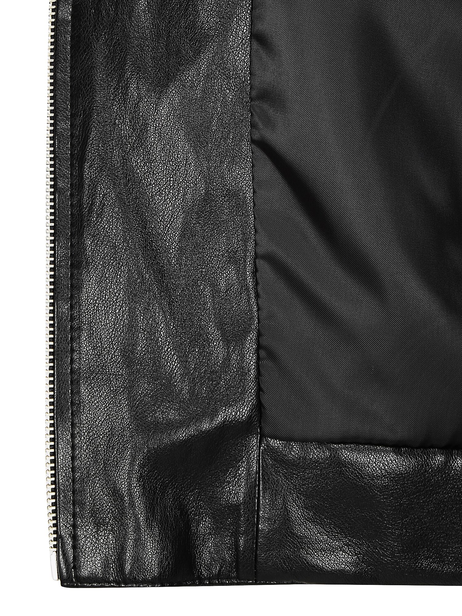 페이크 레더 후드 집업 점퍼 (BLACK)