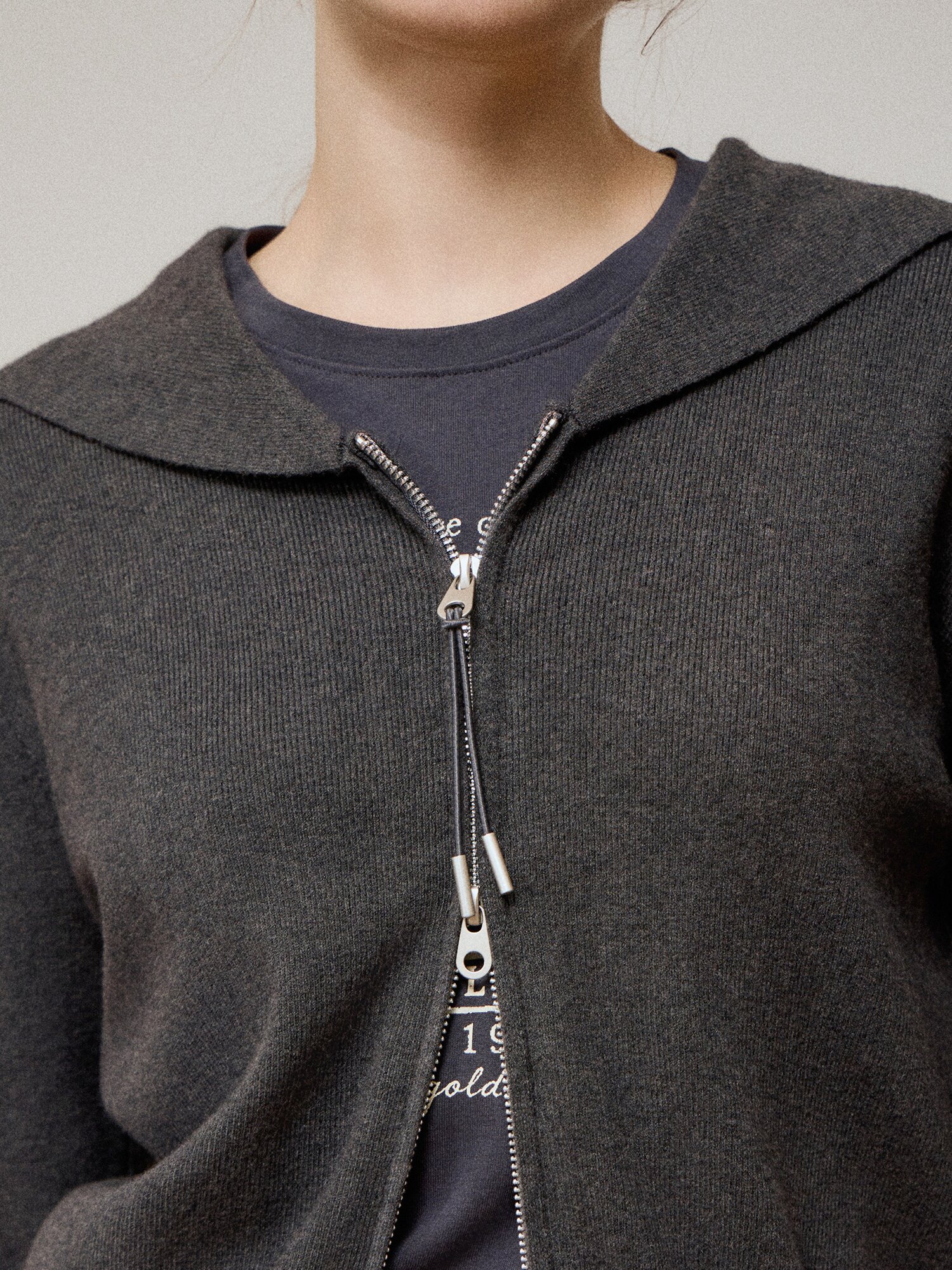 세일러 칼라 투웨이 집업 가디건 (DARK GREY)