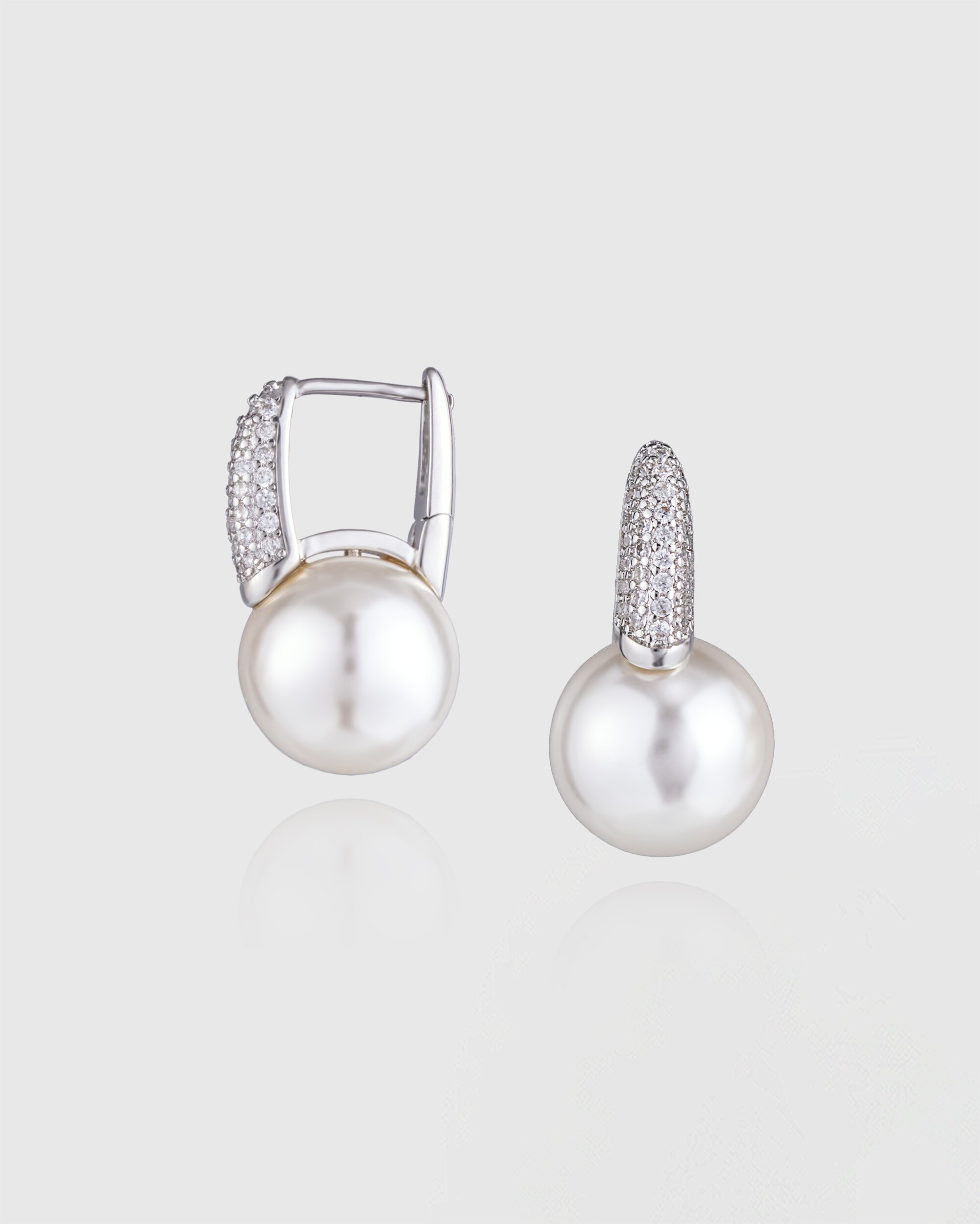 [컨젠] Pave Arch Pearl Drop Earrings 파베 아크 펄 드롭 이어링