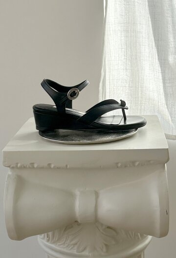Black 604S classic wedge sandals_3cm