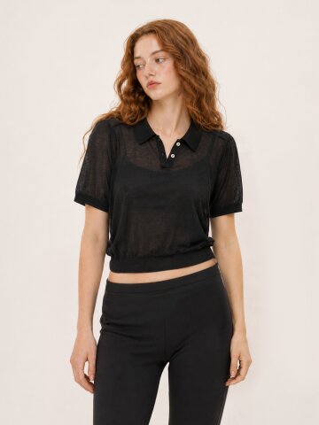 Air Collar Short Sleeve T-Shirt (Black)