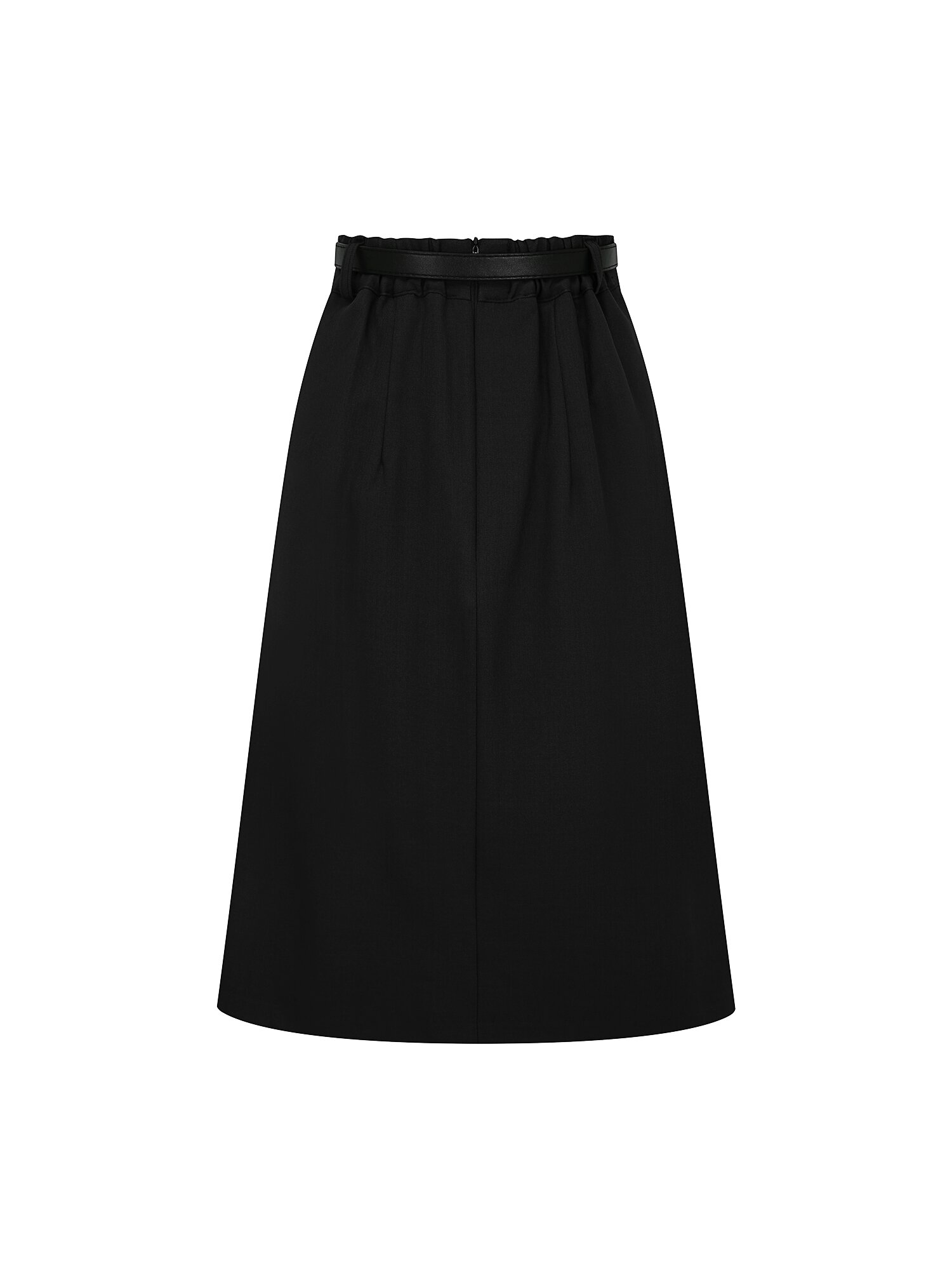 벨티드 백 밴딩 플리츠 스커트 (BLACK)