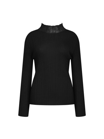 울 골지 하이넥 풀오버 니트 (BLACK)