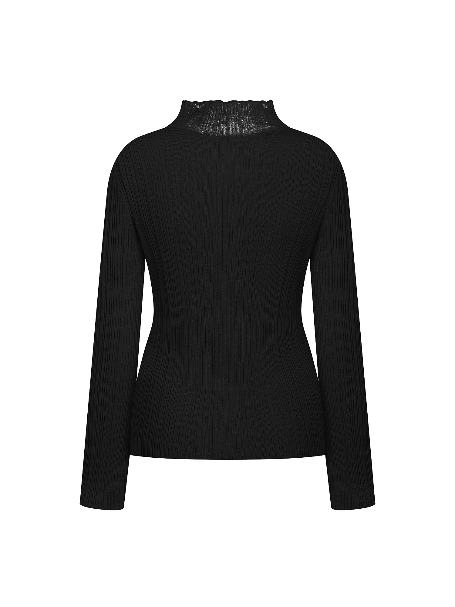 울 골지 하이넥 풀오버 니트 (BLACK)