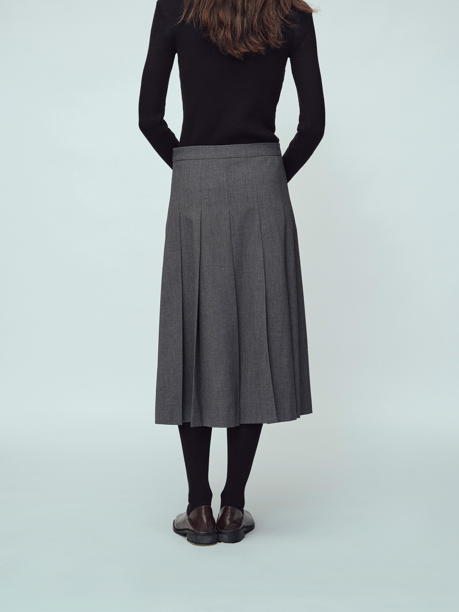 슬릿 포인트 플리츠 스커트 (GREY)