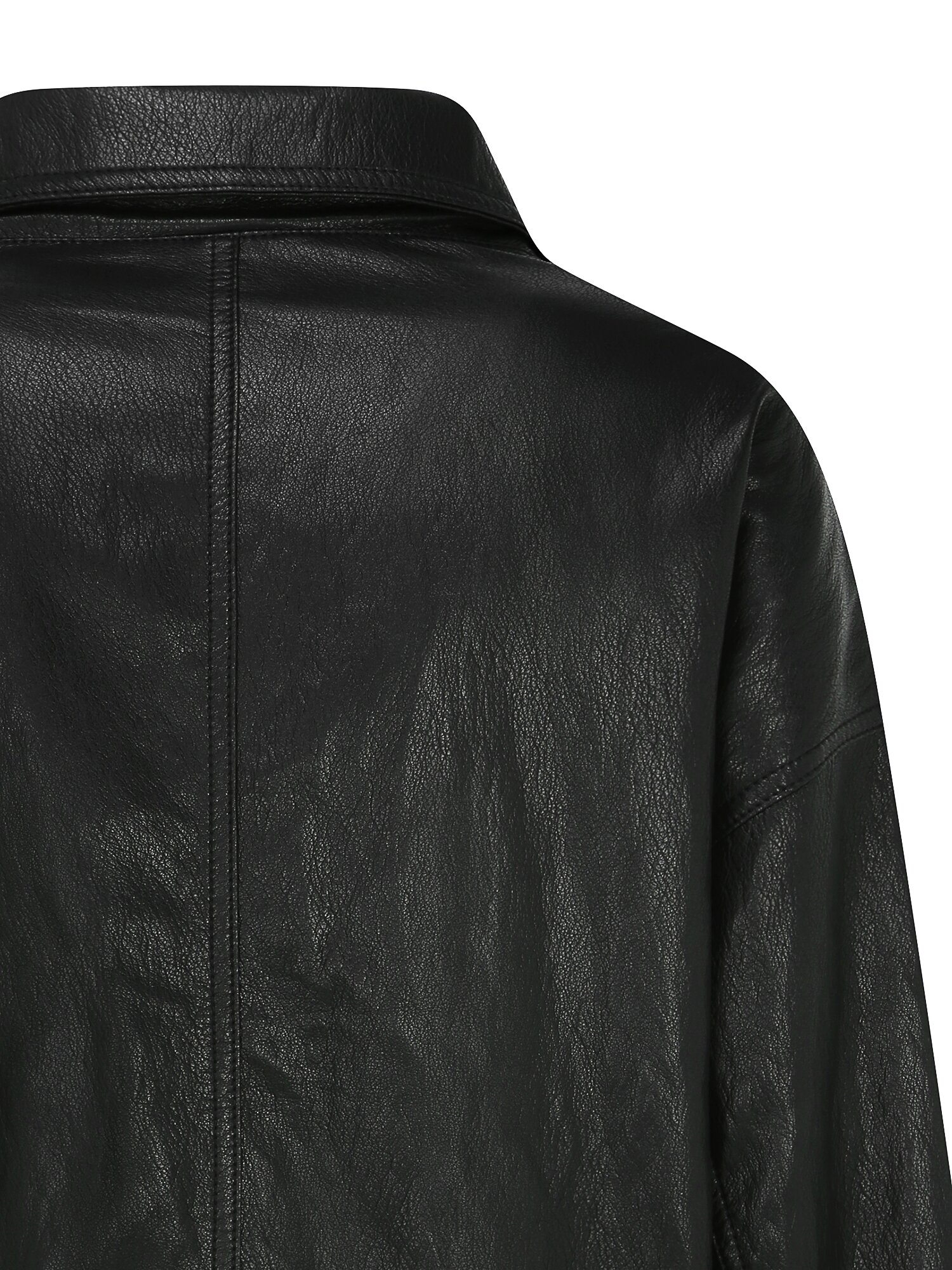 오버핏 페이크 레더 칼라 재킷 (BLACK)
