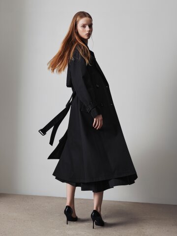 벨티드 더블 브레스트 트렌치 코트 (BLACK)