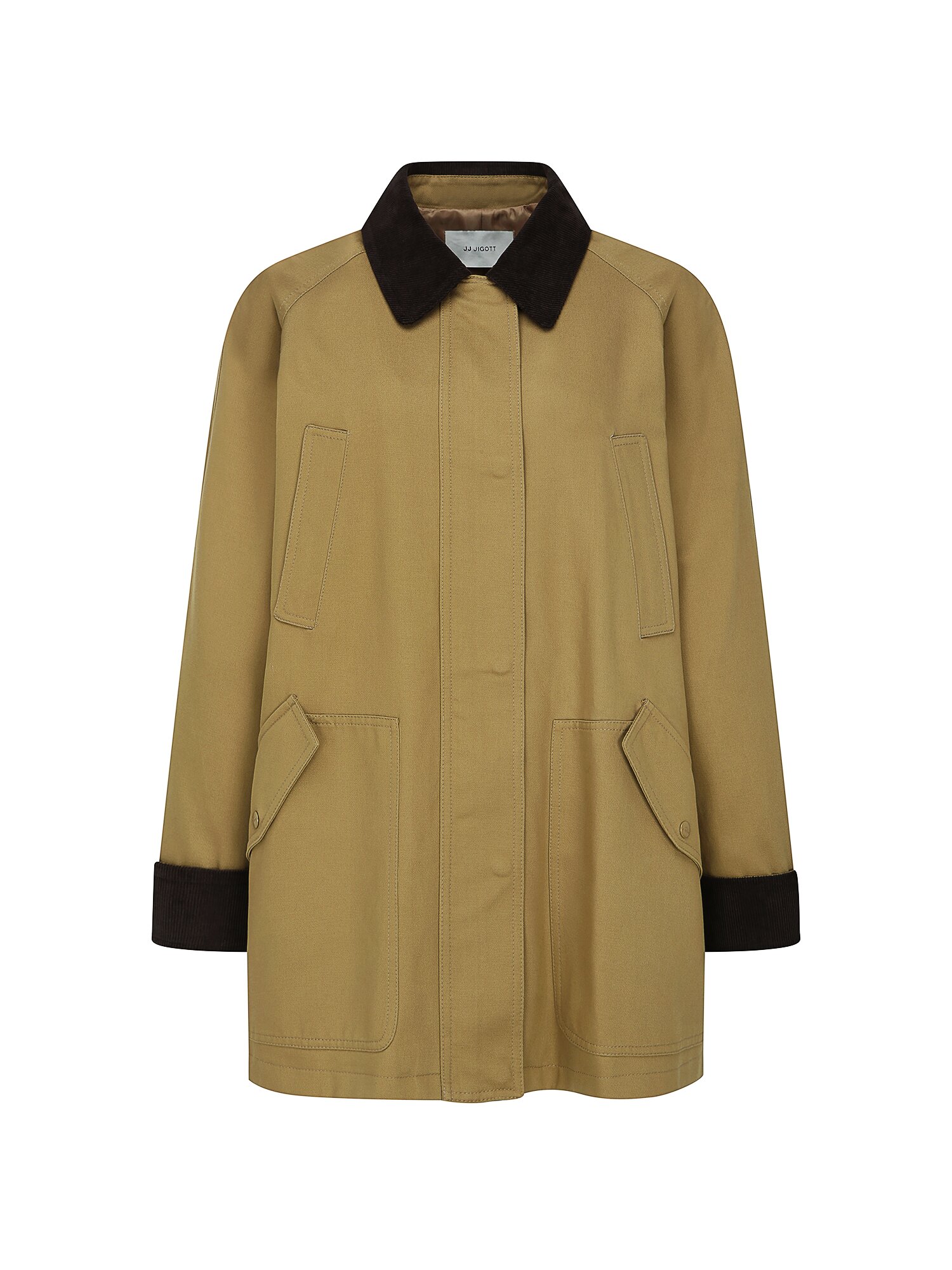코듀로이 칼라 하프 트렌치 코트 (DARK BEIGE)