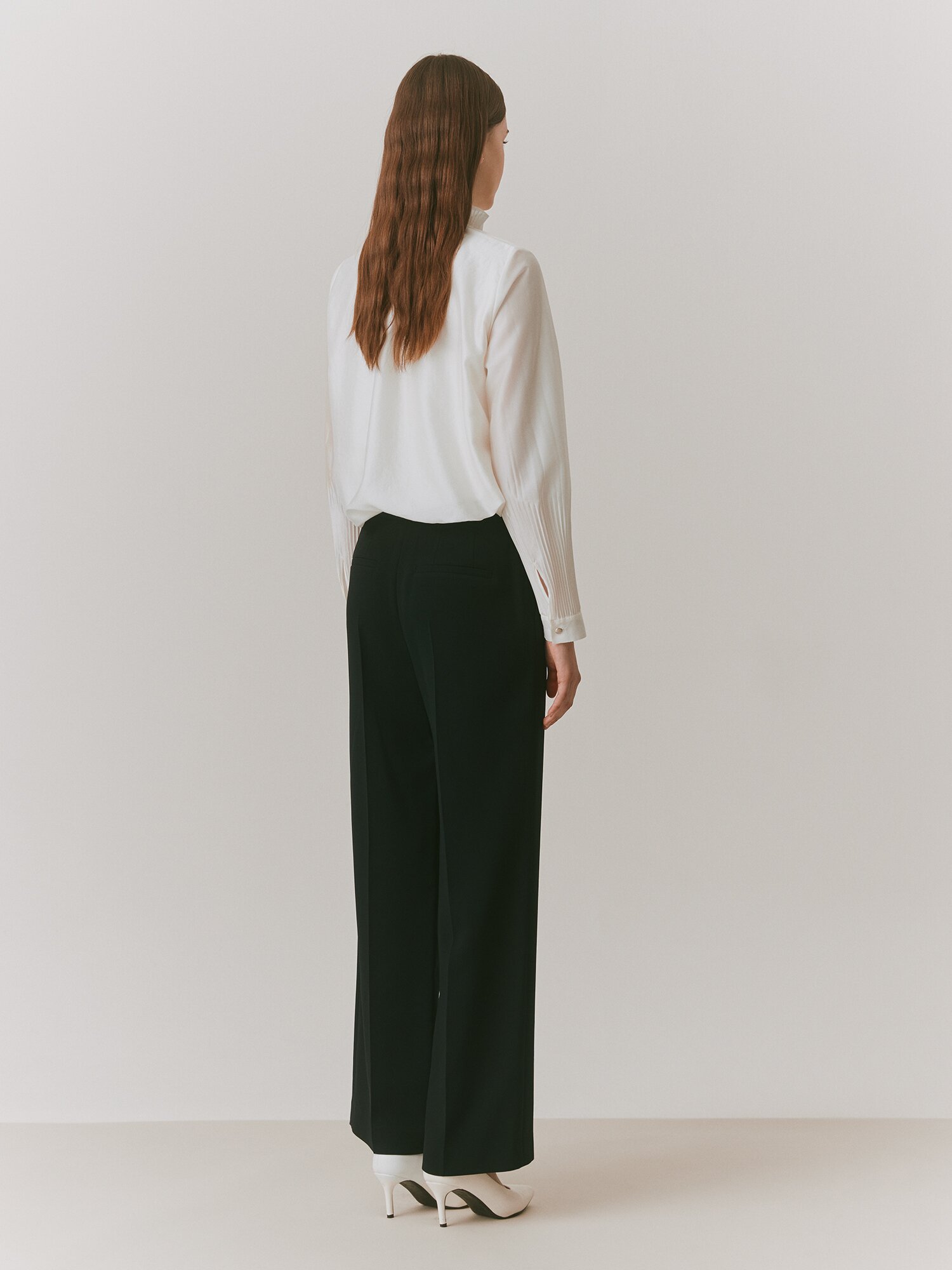 백 밴딩 와이드 일자핏 팬츠 (BLACK)