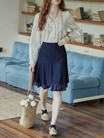 PM_Ruffle hem midi skirt