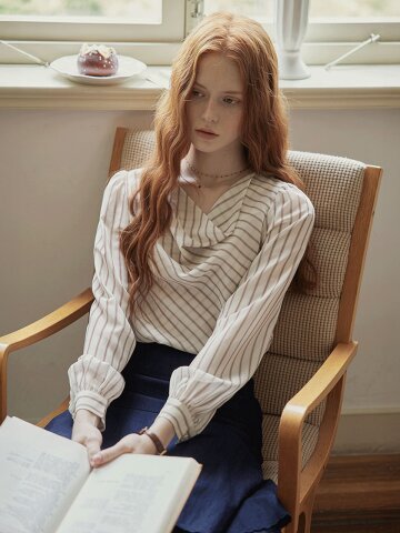 PM_Stripe wrap blouse