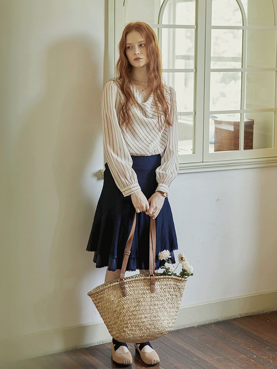 PM_Stripe wrap blouse