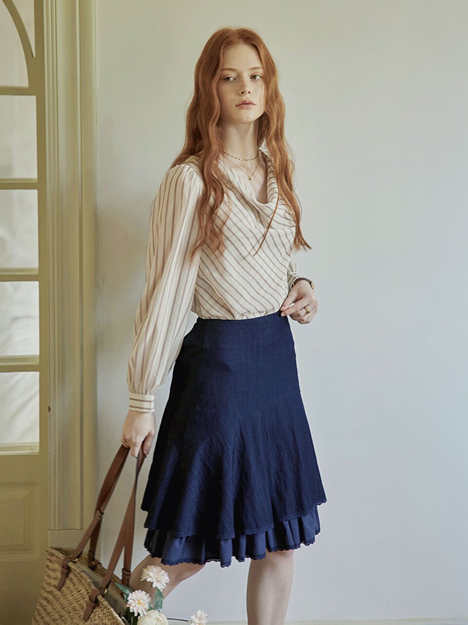 PM_Stripe wrap blouse