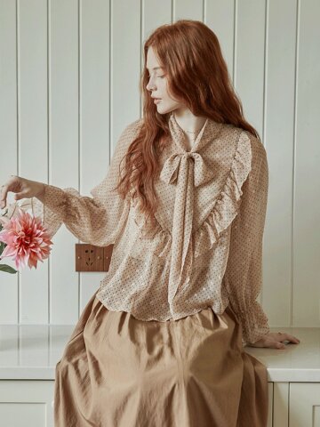 PM_Polka dot bow blouse