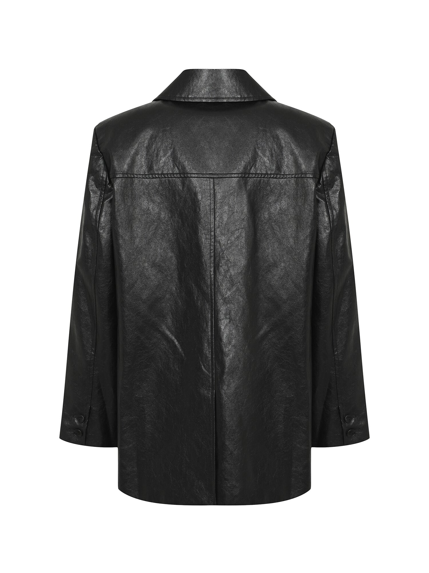 페이크 레더 루즈핏 재킷 (BLACK)