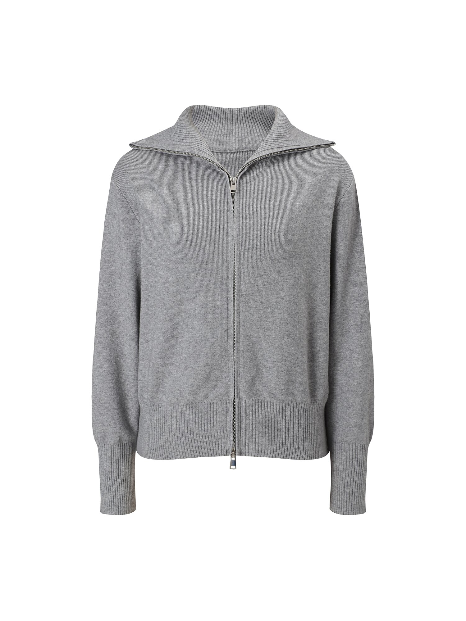 투웨이 지퍼 하이넥 니트 가디건 (GREY)