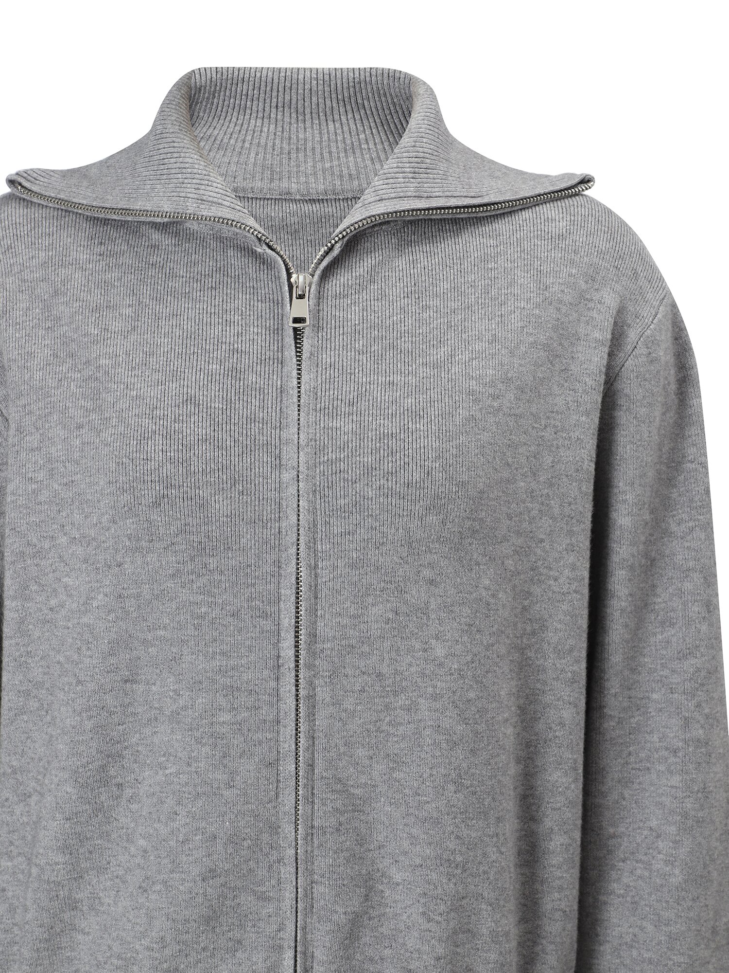 투웨이 지퍼 하이넥 니트 가디건 (GREY)