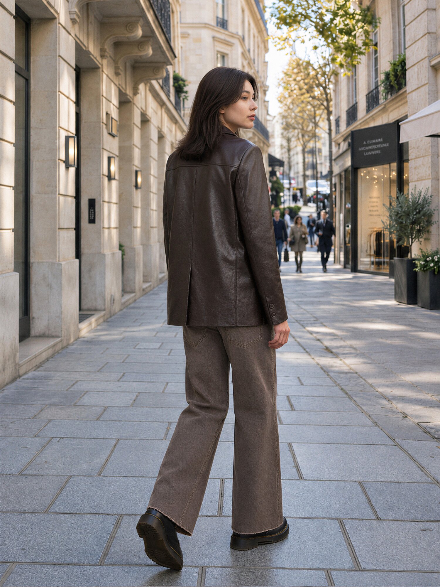 페이크 레더 루즈핏 재킷 (DARK BROWN)