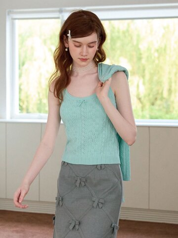 Cest_Mint ribbon sleeveless top