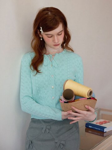 Cest_Mint ribbon string cardigan
