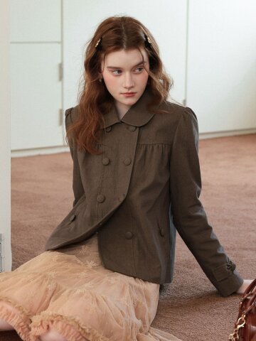 Cest_Bow double-breasted short jacket