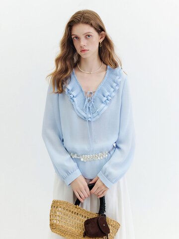 WD_Bubble plaid double-layer top