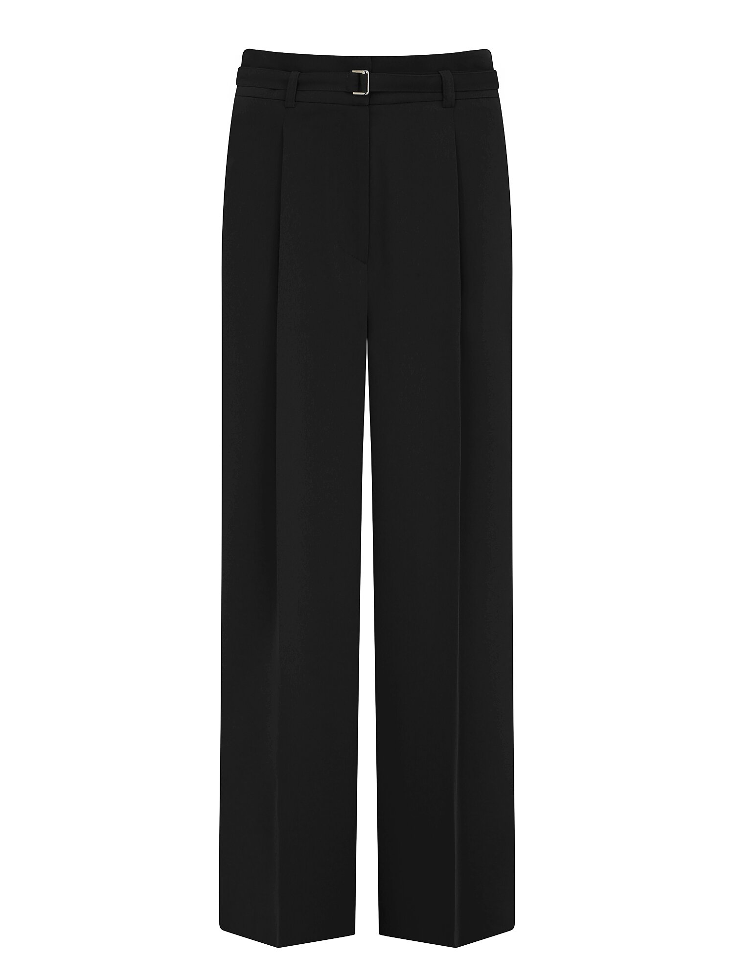 벨티드 원턱 백 밴딩 와이드 팬츠 (BLACK)