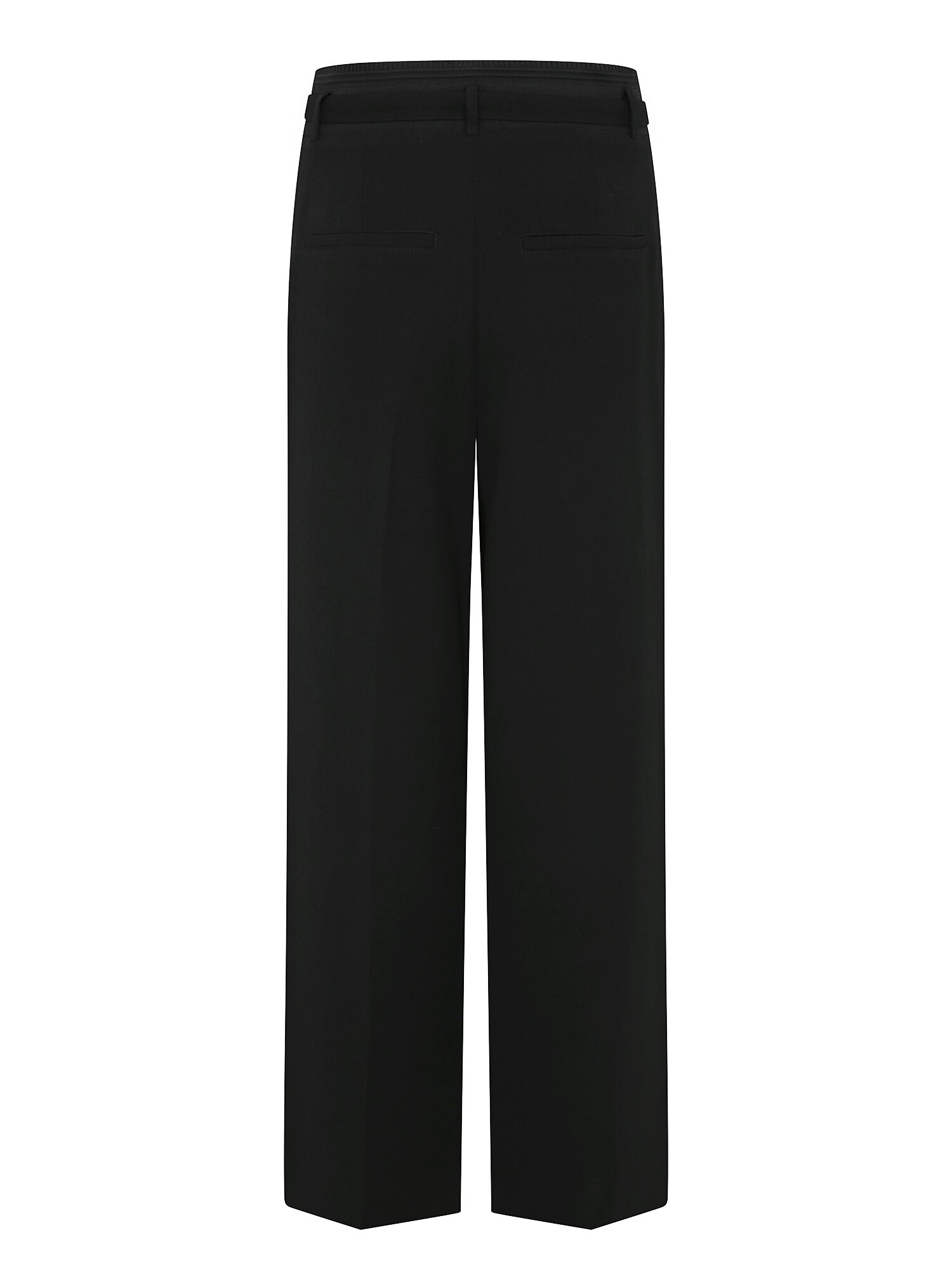 벨티드 원턱 백 밴딩 와이드 팬츠 (BLACK)