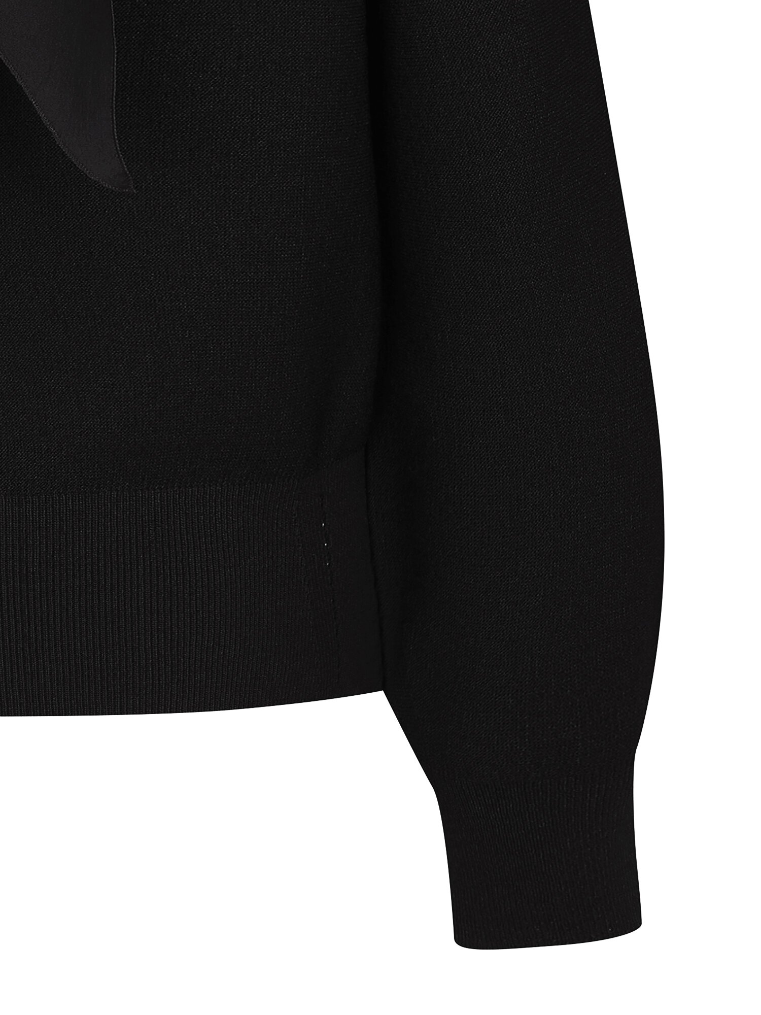배색 스카프 홀가먼트 브이넥 니트 (BLACK)