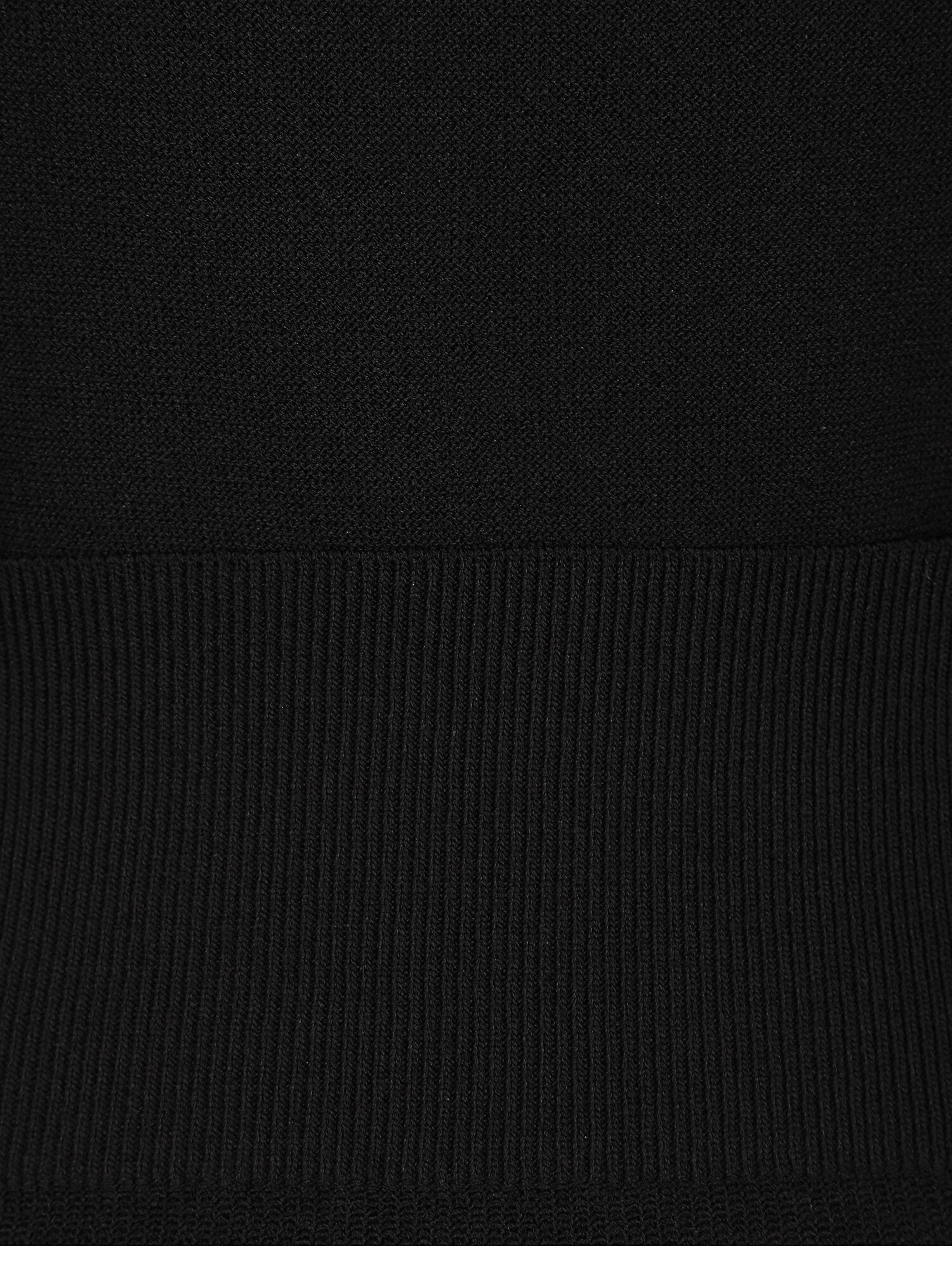 배색 스카프 홀가먼트 브이넥 니트 (BLACK)