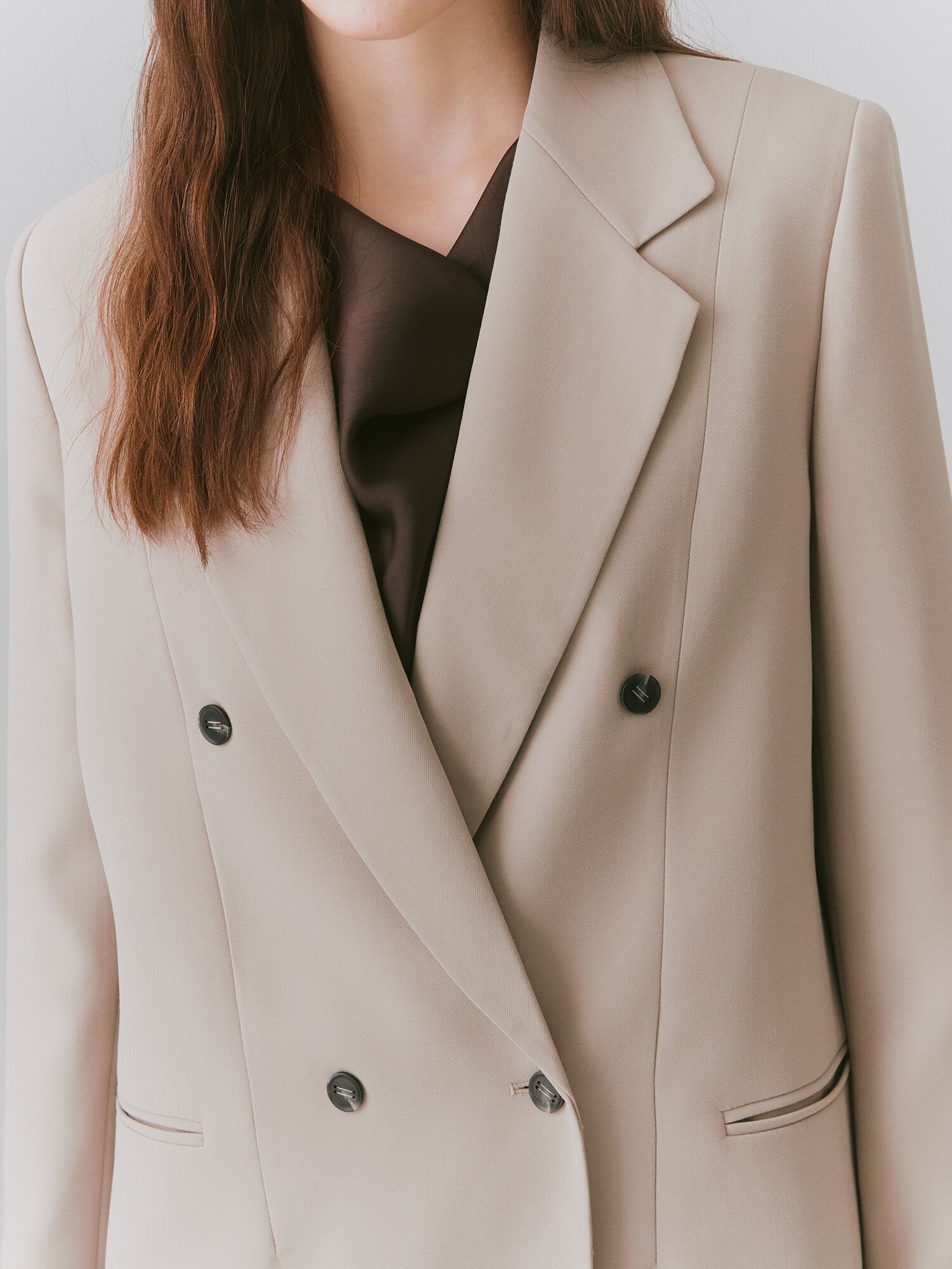롤업 테일러드 더블 버튼 재킷 (BEIGE)